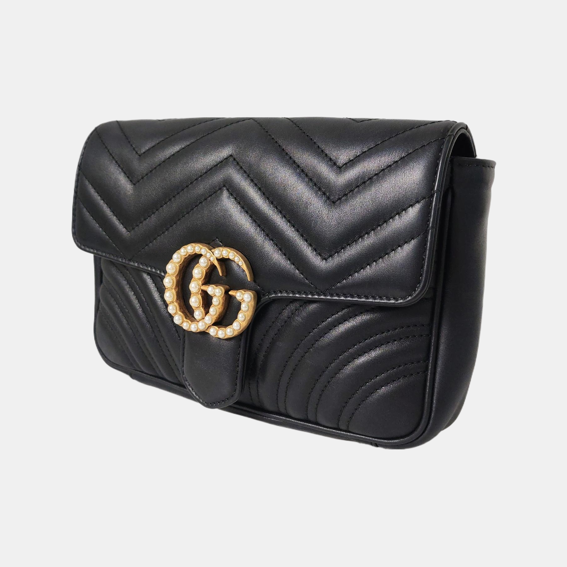 GG Marmont Small Quilted Calfskin Black