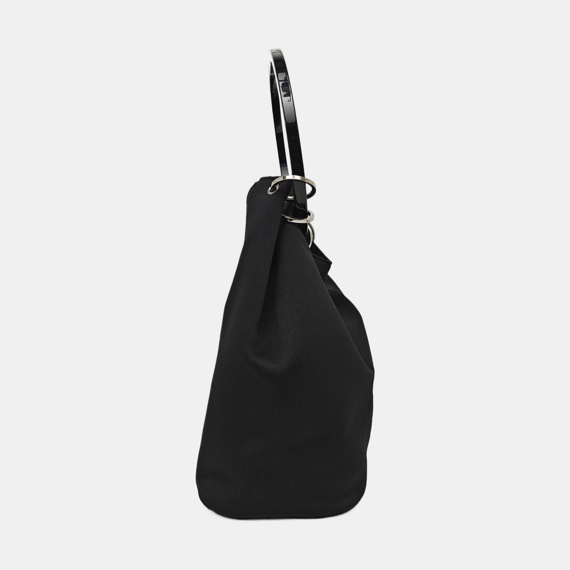 Fabric Top Handle Bag Black
