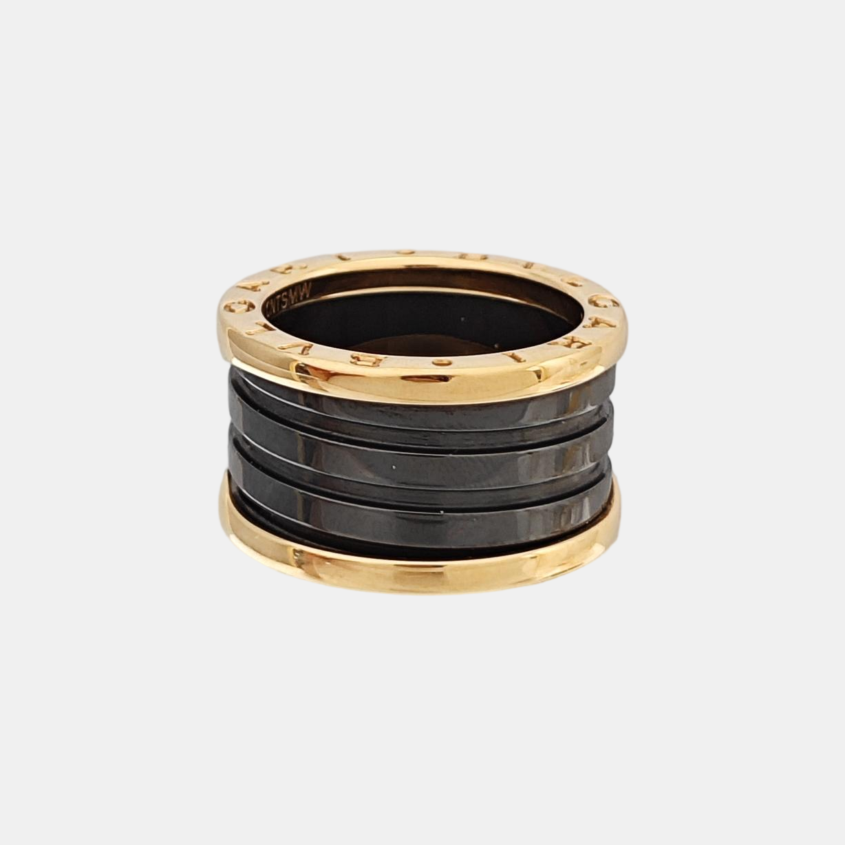 B.ZERO1 18k Rose Gold Black Ring EU 52