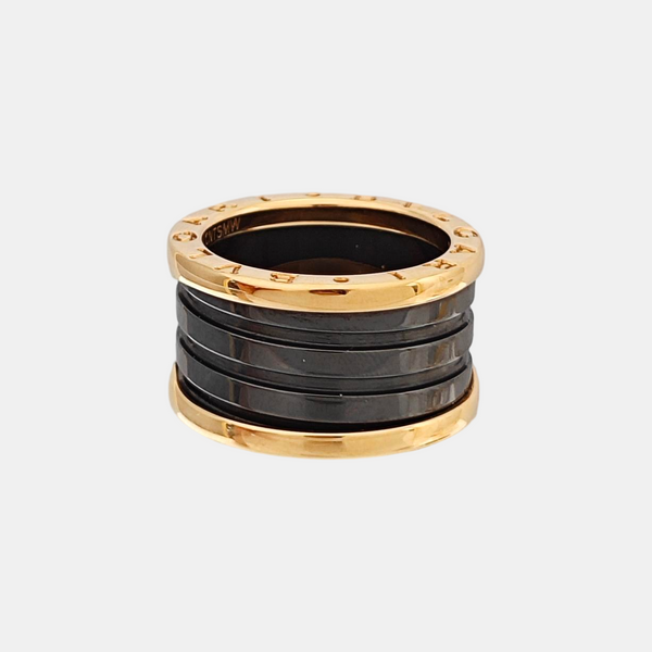 B.ZERO1 18k Rose Gold Black Ring EU 52