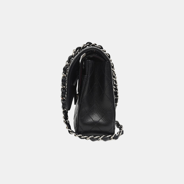 CLASSIC FLAP Small Quilted Grained Calfskin Black
