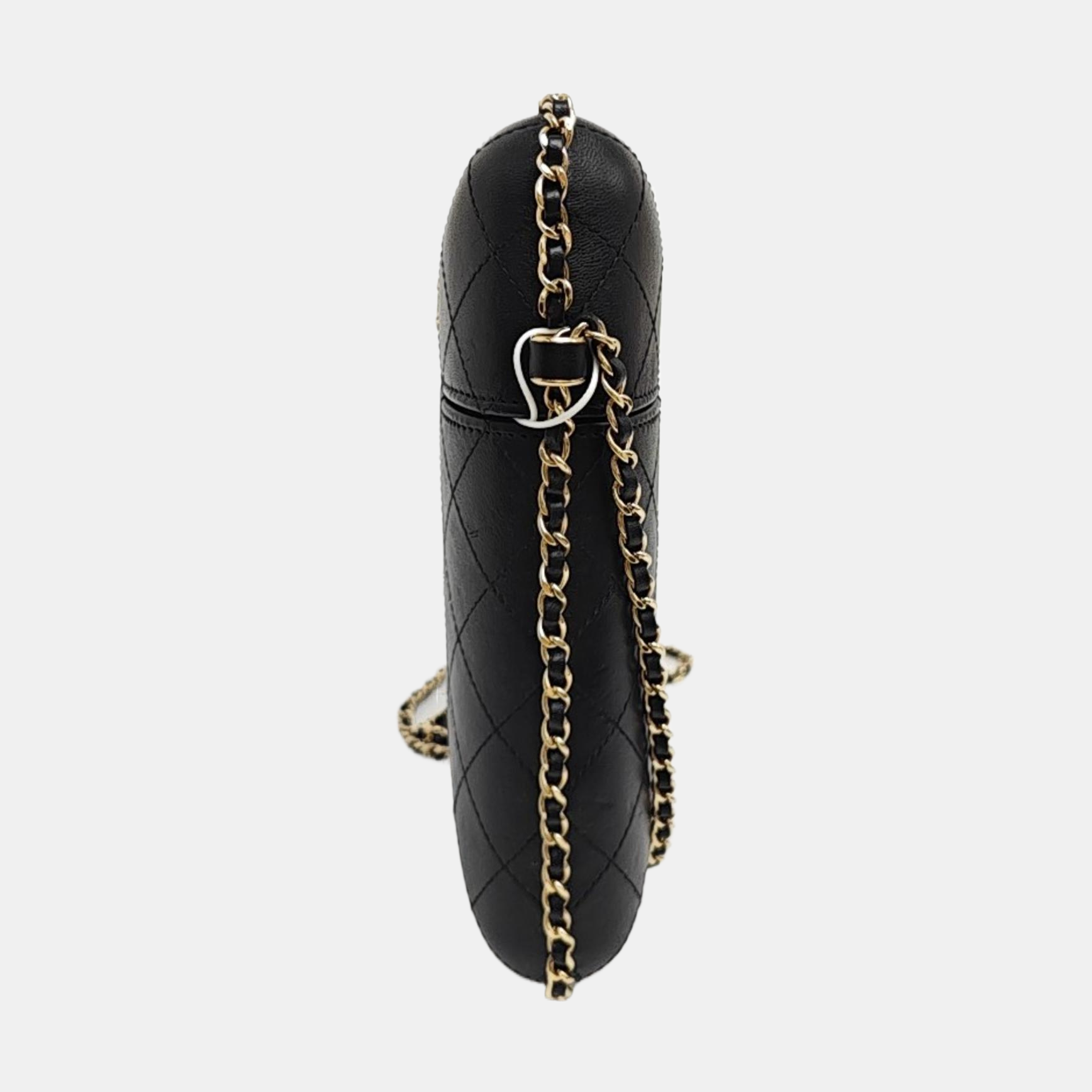 Quilted Lambskin Shoulder Bag Black