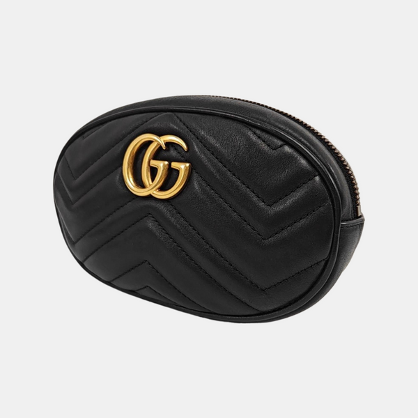 Authenticated pre-owned  GG Marmont Quilted Calfskin Black - Belt Bag at Looply