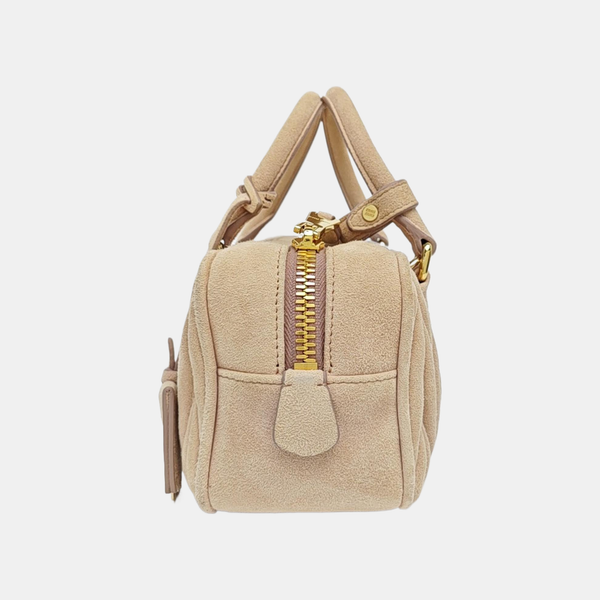 Arcadie Matelassé Small Quilted Suede Pink