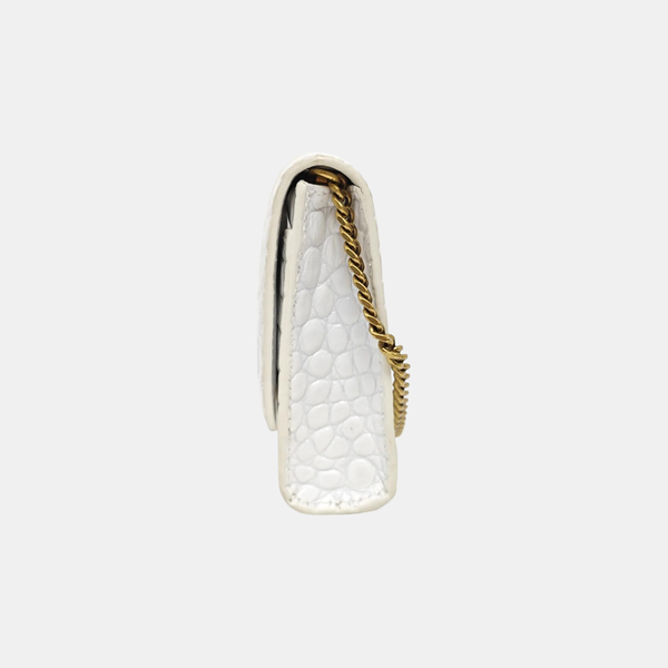 Hourglass Wallet On Chain Mini Calfskin White