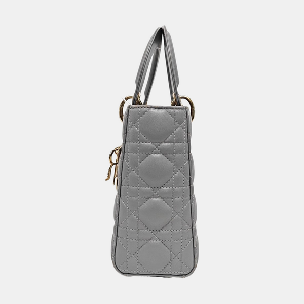 Authenticated pre-owned  Lady Dior Small Quilted Lambskin Grey - Tote Bag at Looply