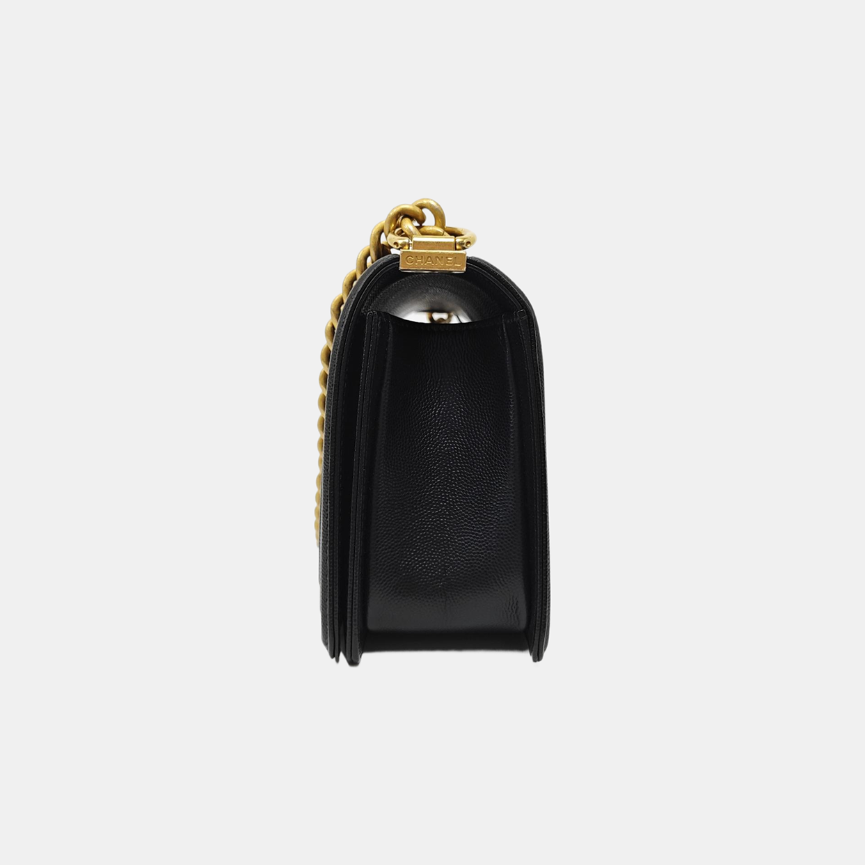 BOY CHANEL Medium Quilted Grained Calfskin Black