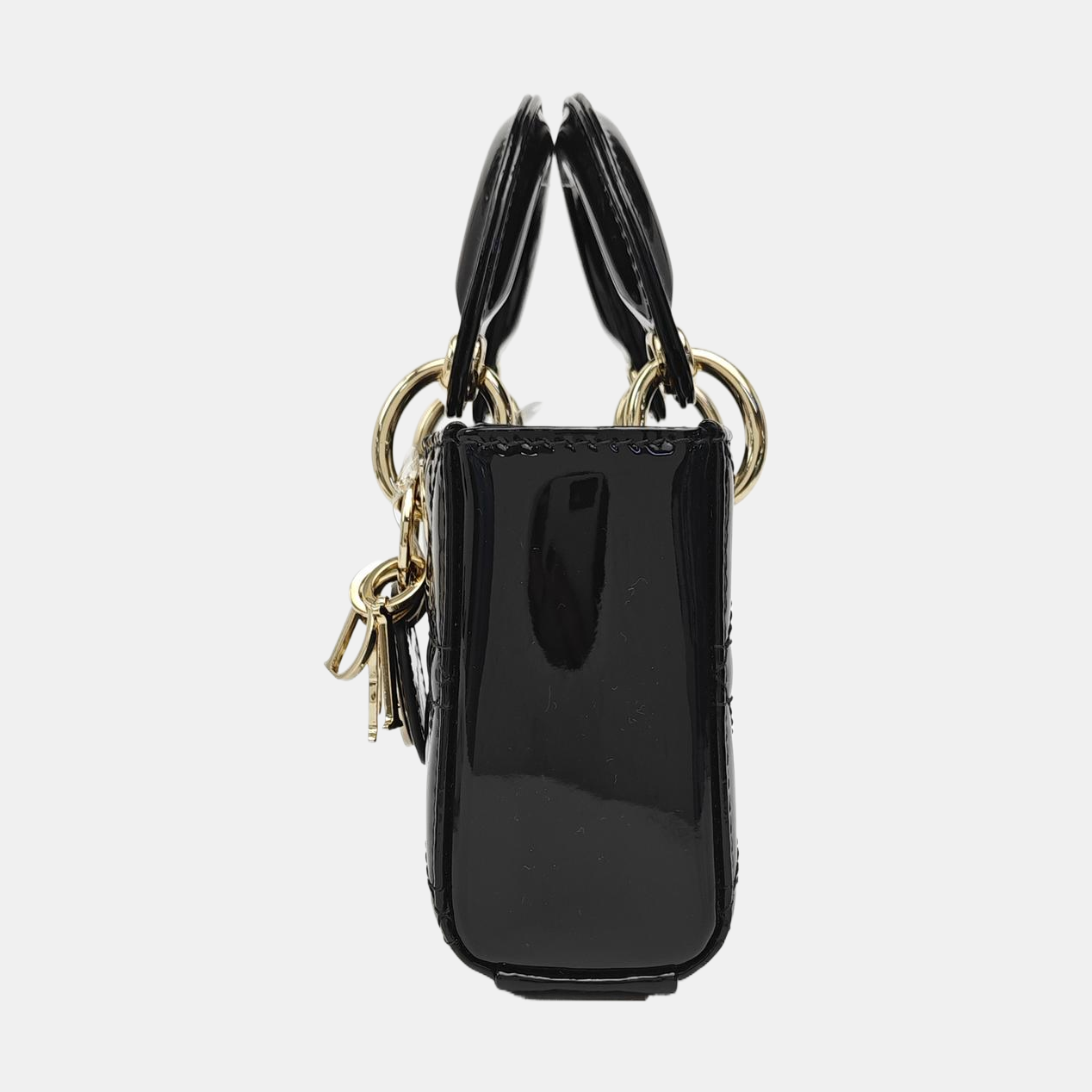 Lady Dior Super Mini Cannage Patent Leather Black