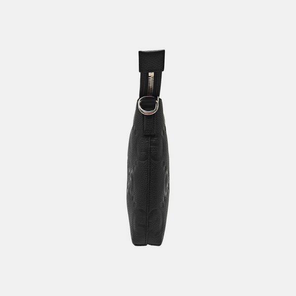 Monogram Leather Crossbody Bag Black