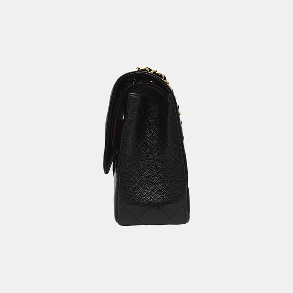CLASSIC FLAP Jumbo Quilted Grained Calfskin Black