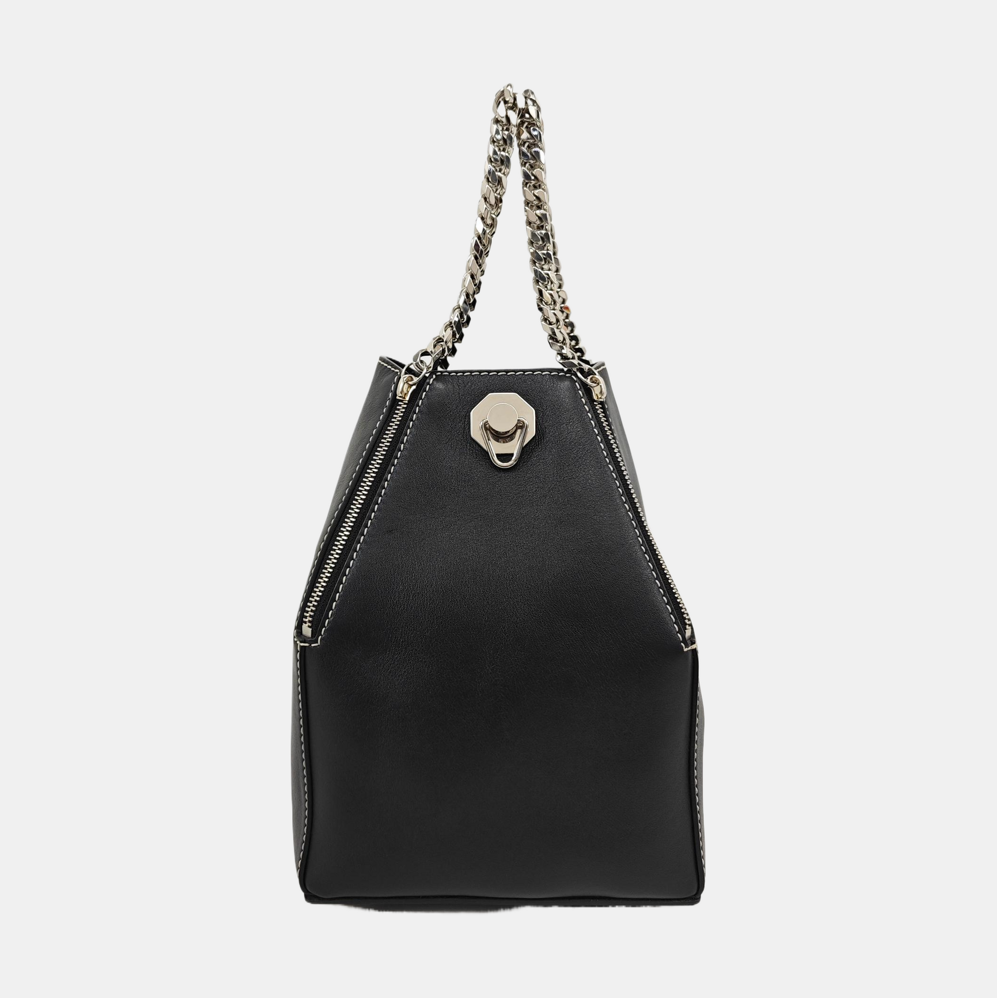 Calfskin Top Handle Bag Black