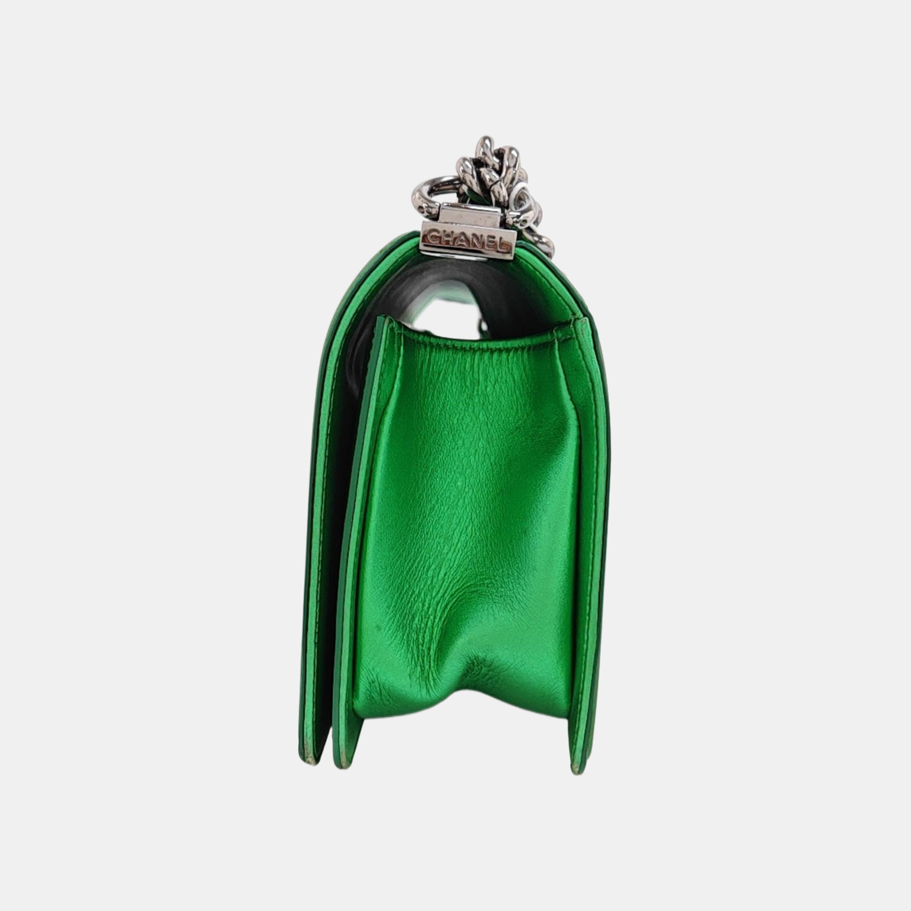 BOY CHANEL Medium Quilted Patent Leather Green
