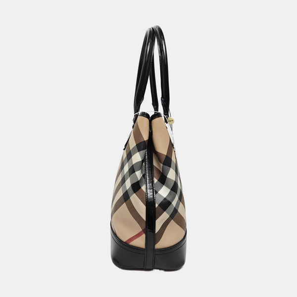 Coated Canvas Top Handle Bag Beige