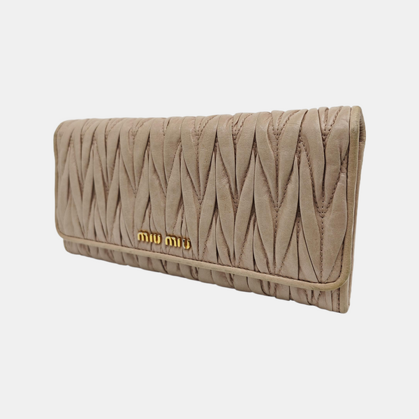 Quilted Lambskin Wallet Beige