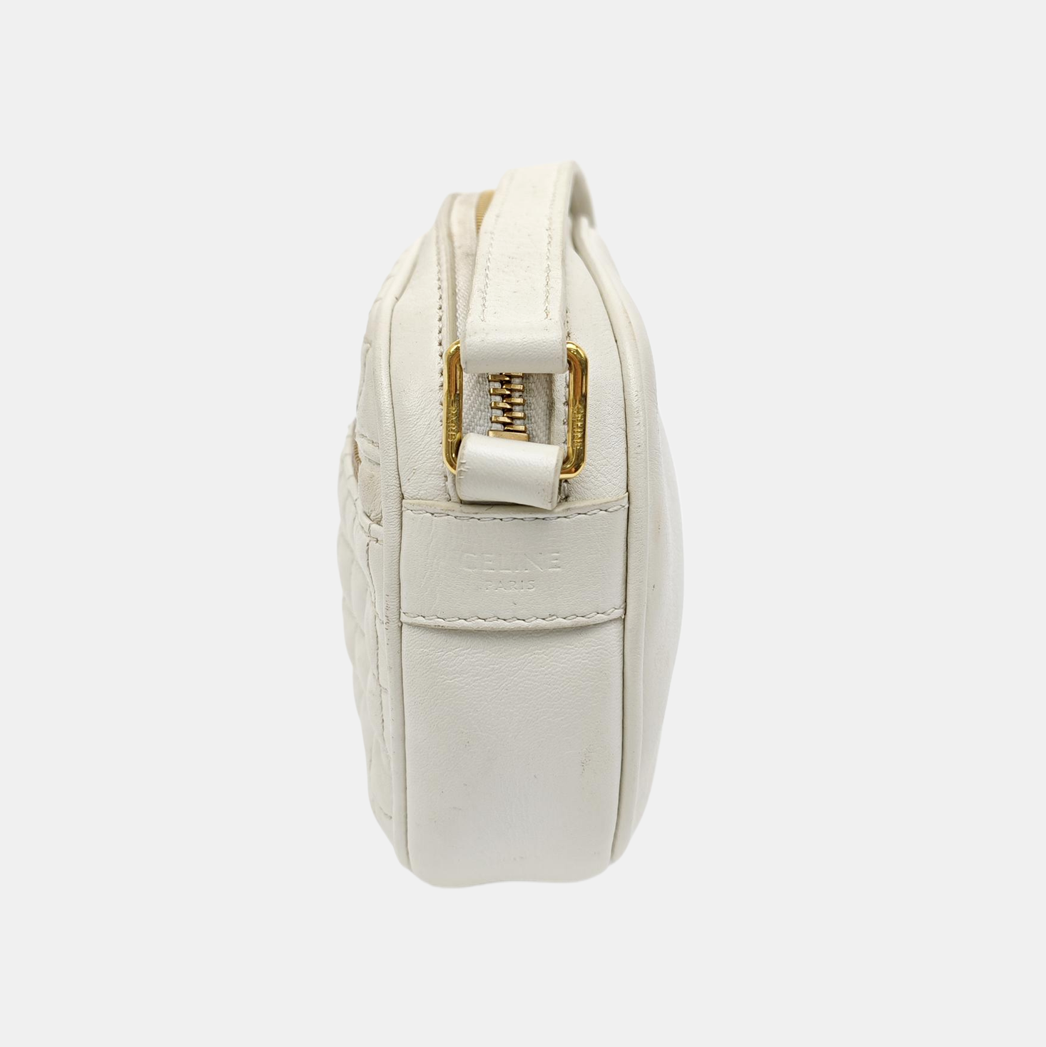 C CHARM Quilted Calfskin White