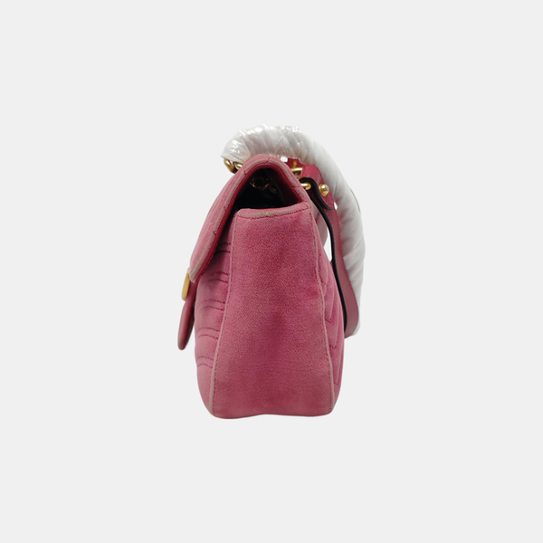 GG Marmont Medium Quilted Velvet Pink