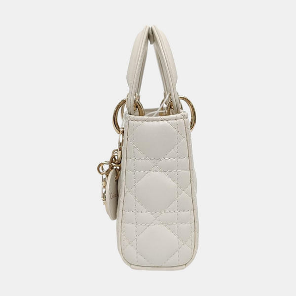 Lady Dior Super Mini Piel de cordero Blanca