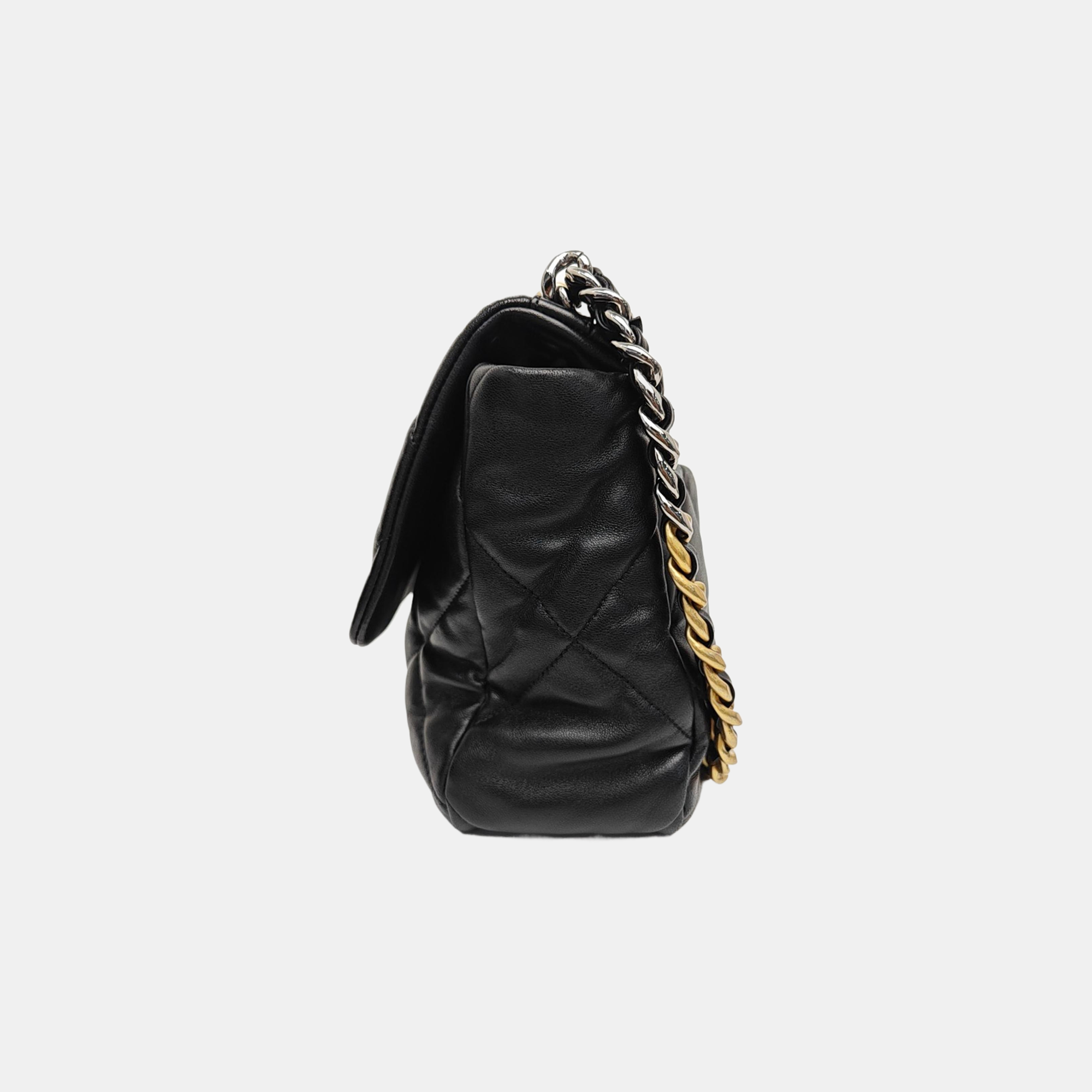 CHANEL 19 Large Quilted Lambskin Black