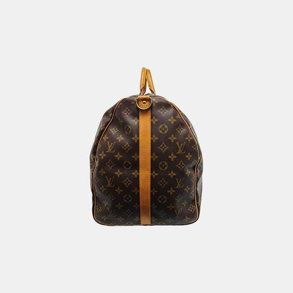 KEEPALL 60 Monogram Coated Canvas Brown