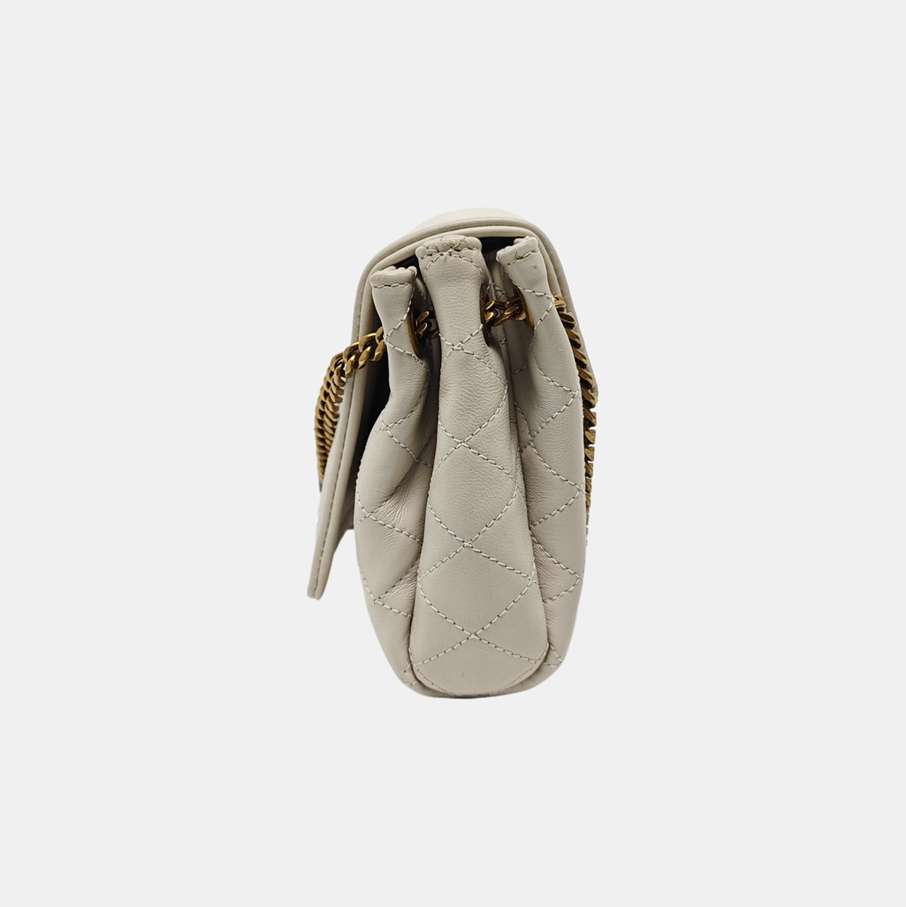Quilted Lambskin Shoulder Bag White