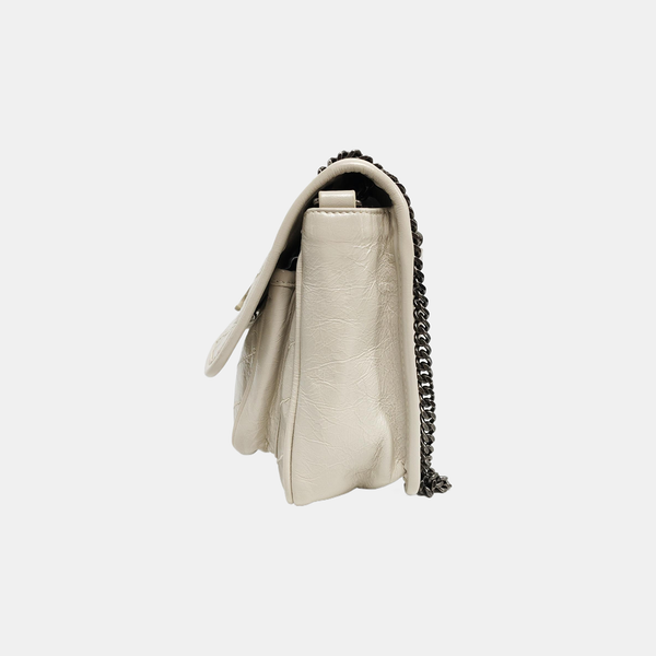 NIKI Small Chevron Calfskin White