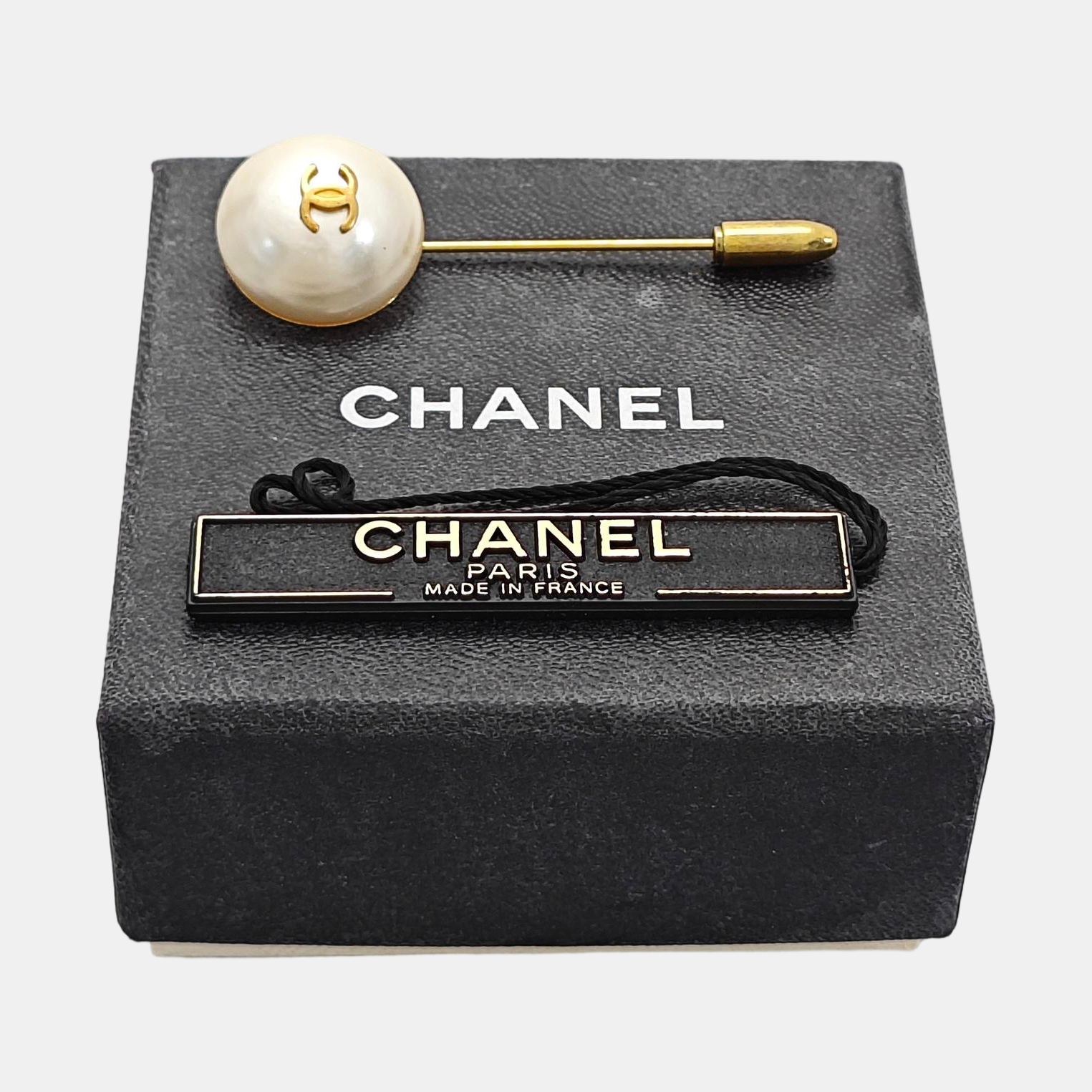 CC Logo Metal White Brooch