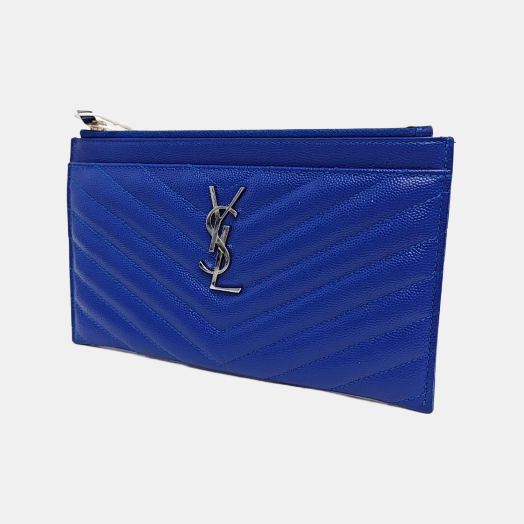 CASSANDRE Chevron Calfskin Blue Wallet
