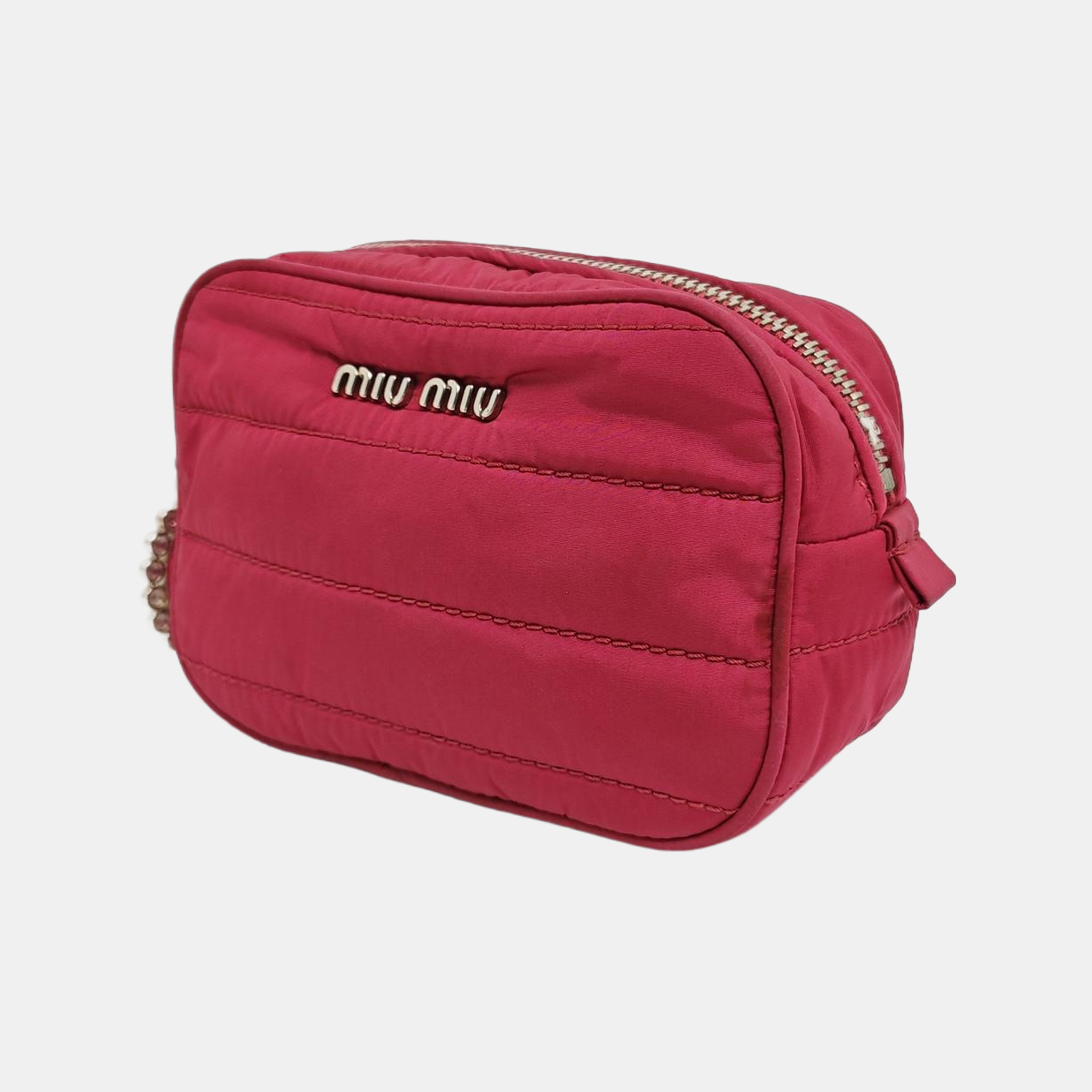 Quilted Fabric Clutch Red