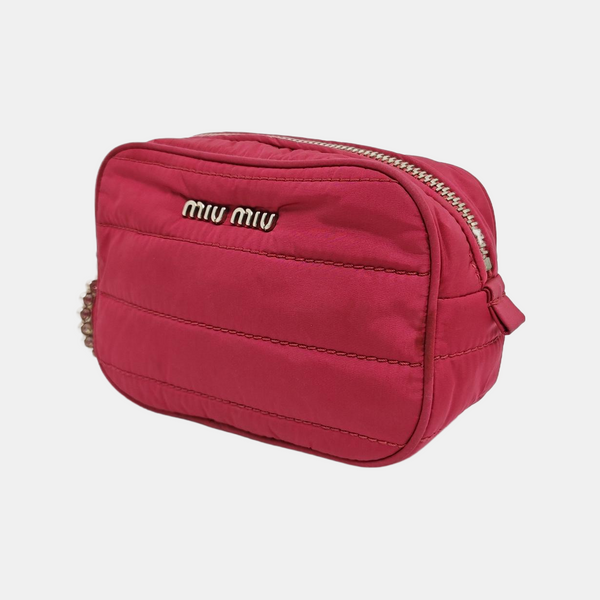Quilted Fabric Clutch Red