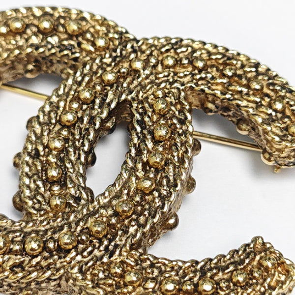 CC Logo Metal Gold Brooch