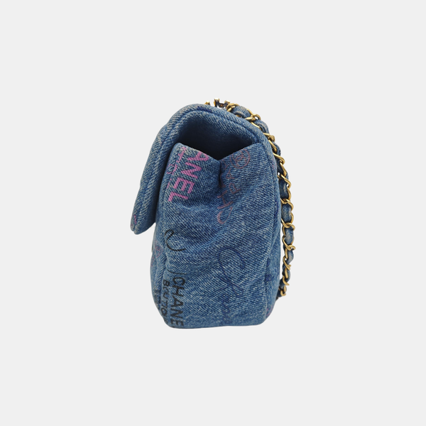 CLASSIC FLAP Mini Quilted Denim Blue