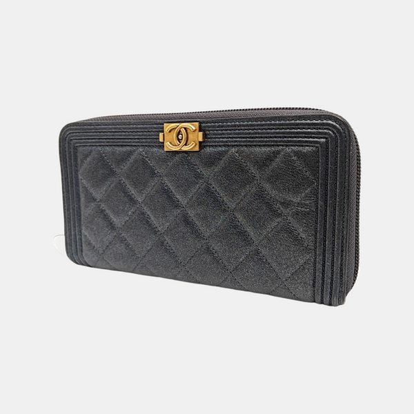 BOY CHANEL Mini Quilted Calfskin Blue Wallet