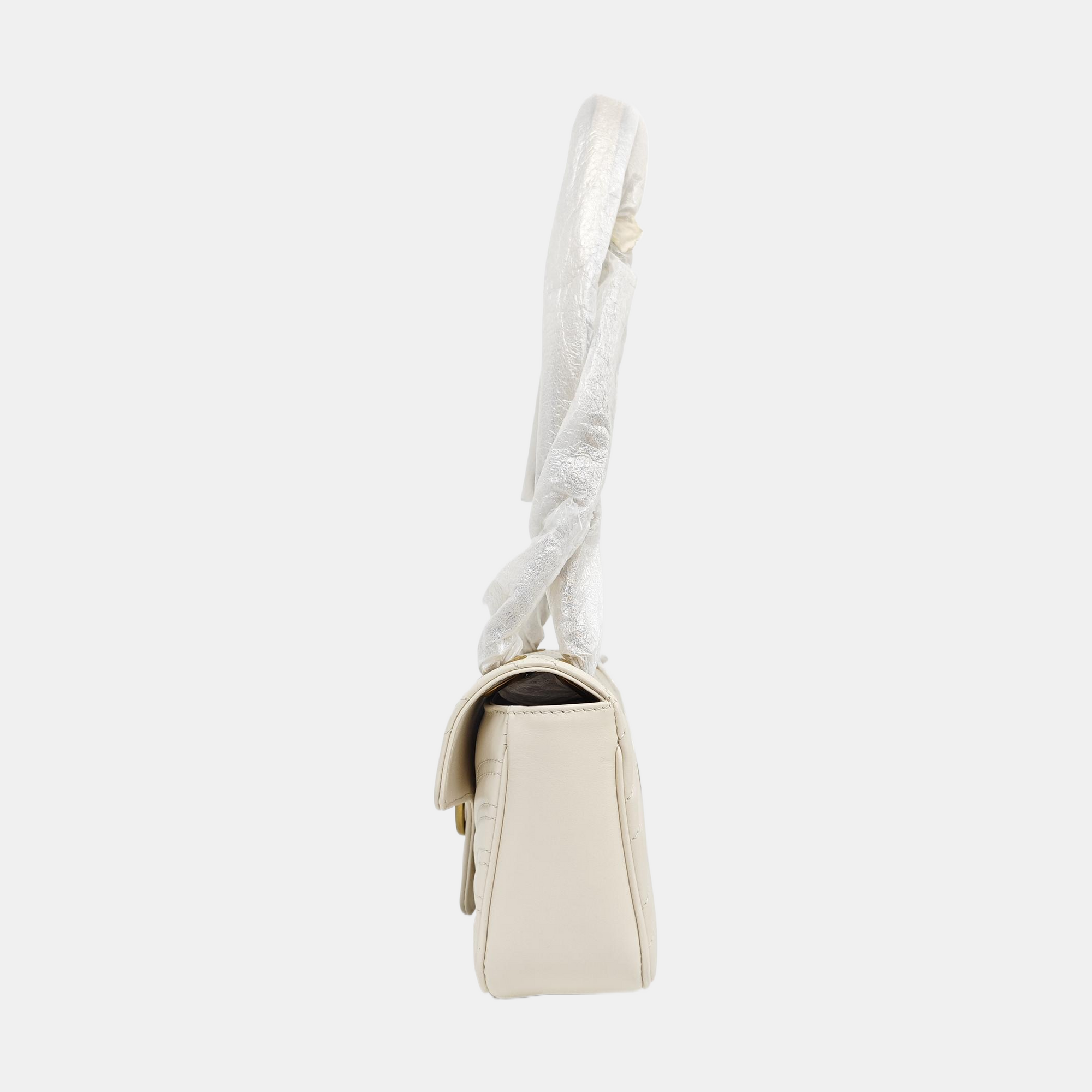 GG Marmont Small Quilted Calfskin White