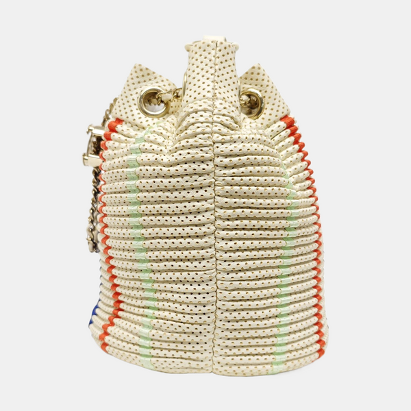 Quilted Lambskin Bucket Bag Beige