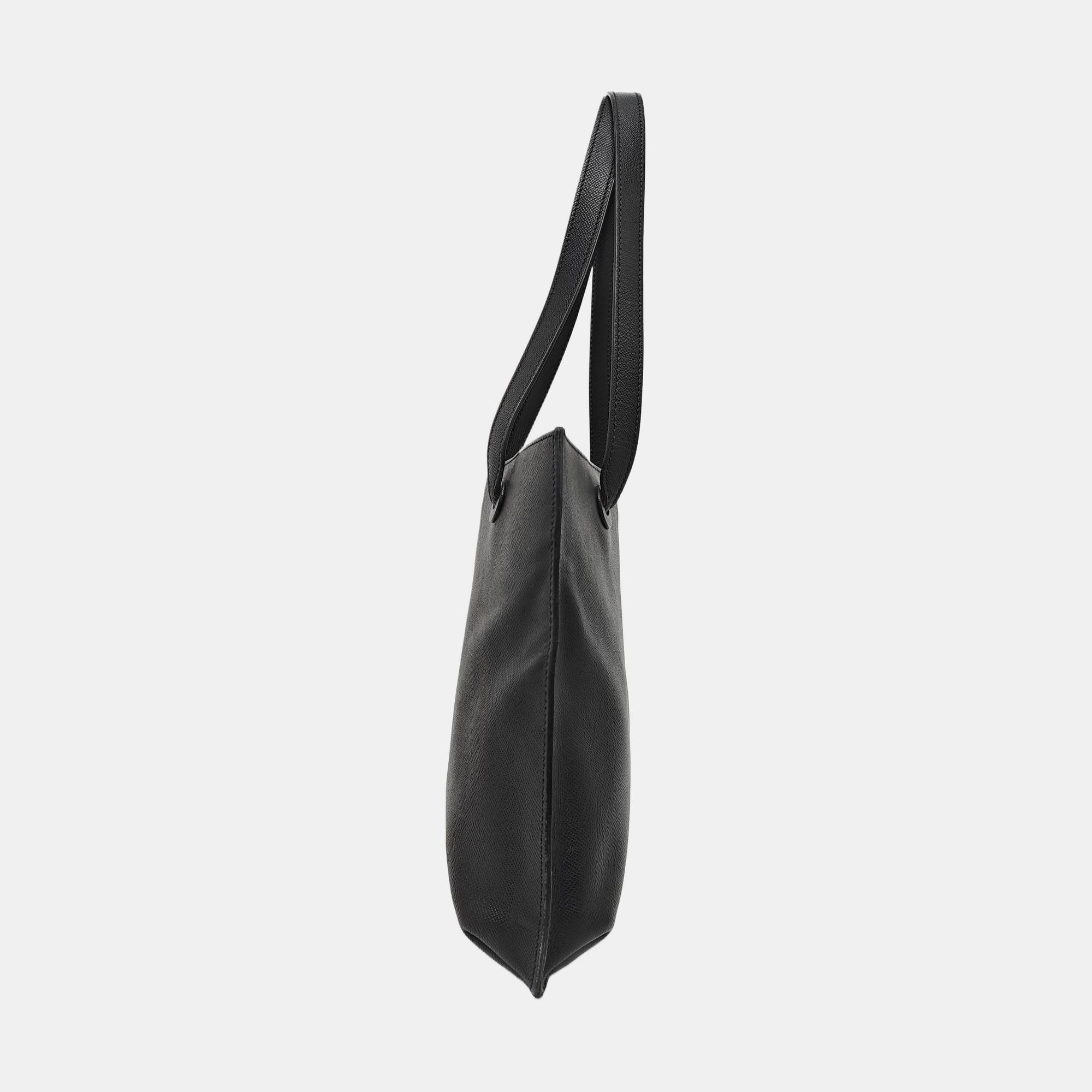 Grained Calfskin Tote Bag Black