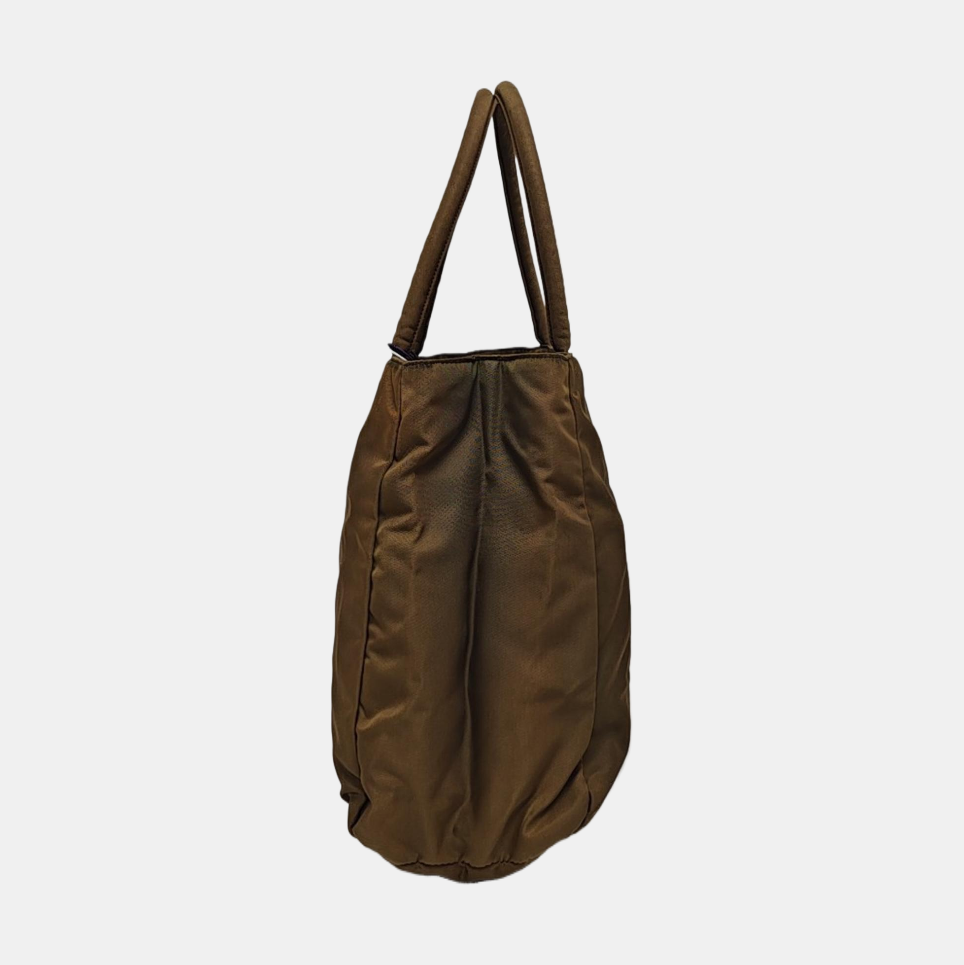 Nylon Top Handle Bag Brown