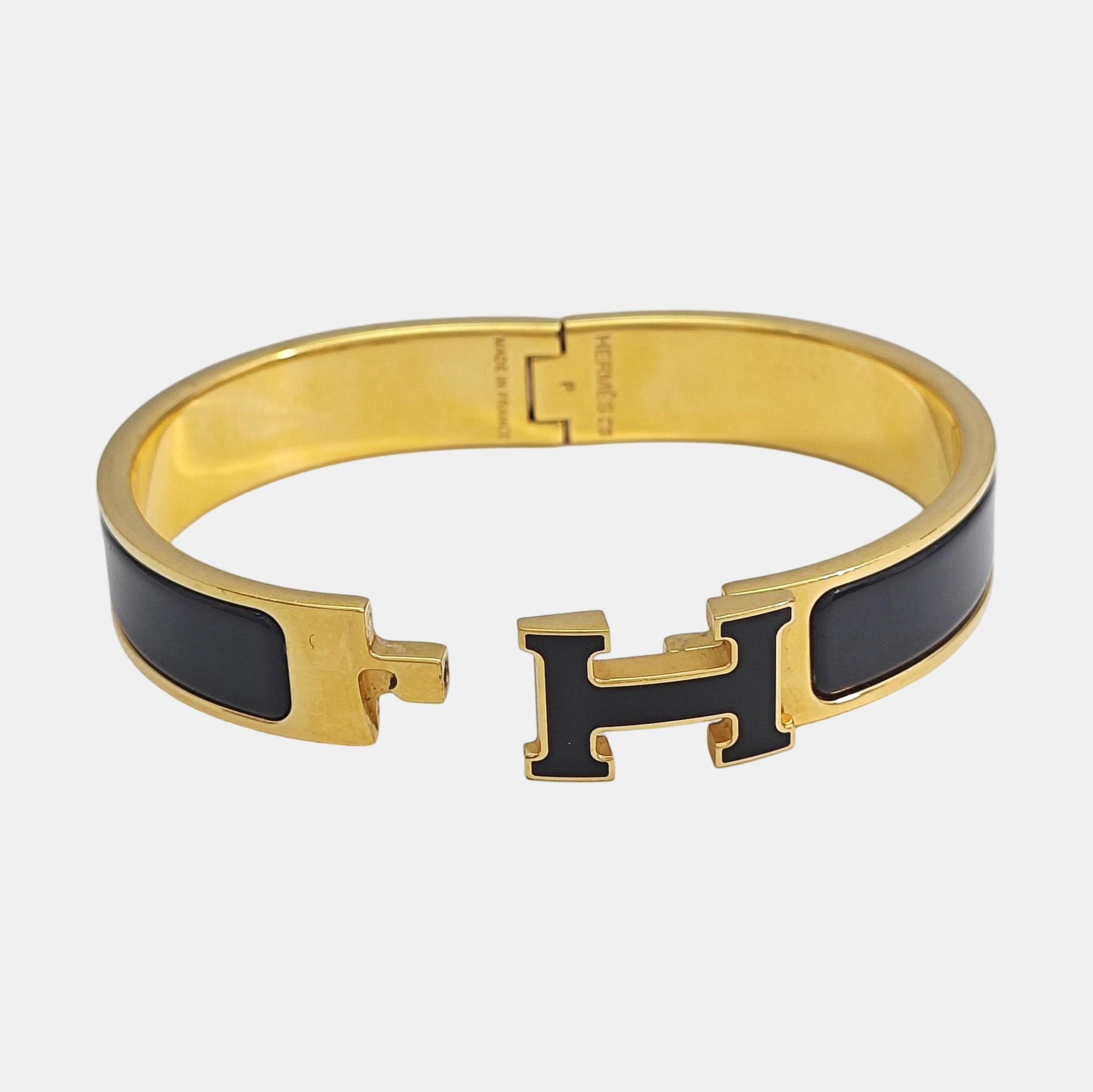 Clic H Metal Black Bangle