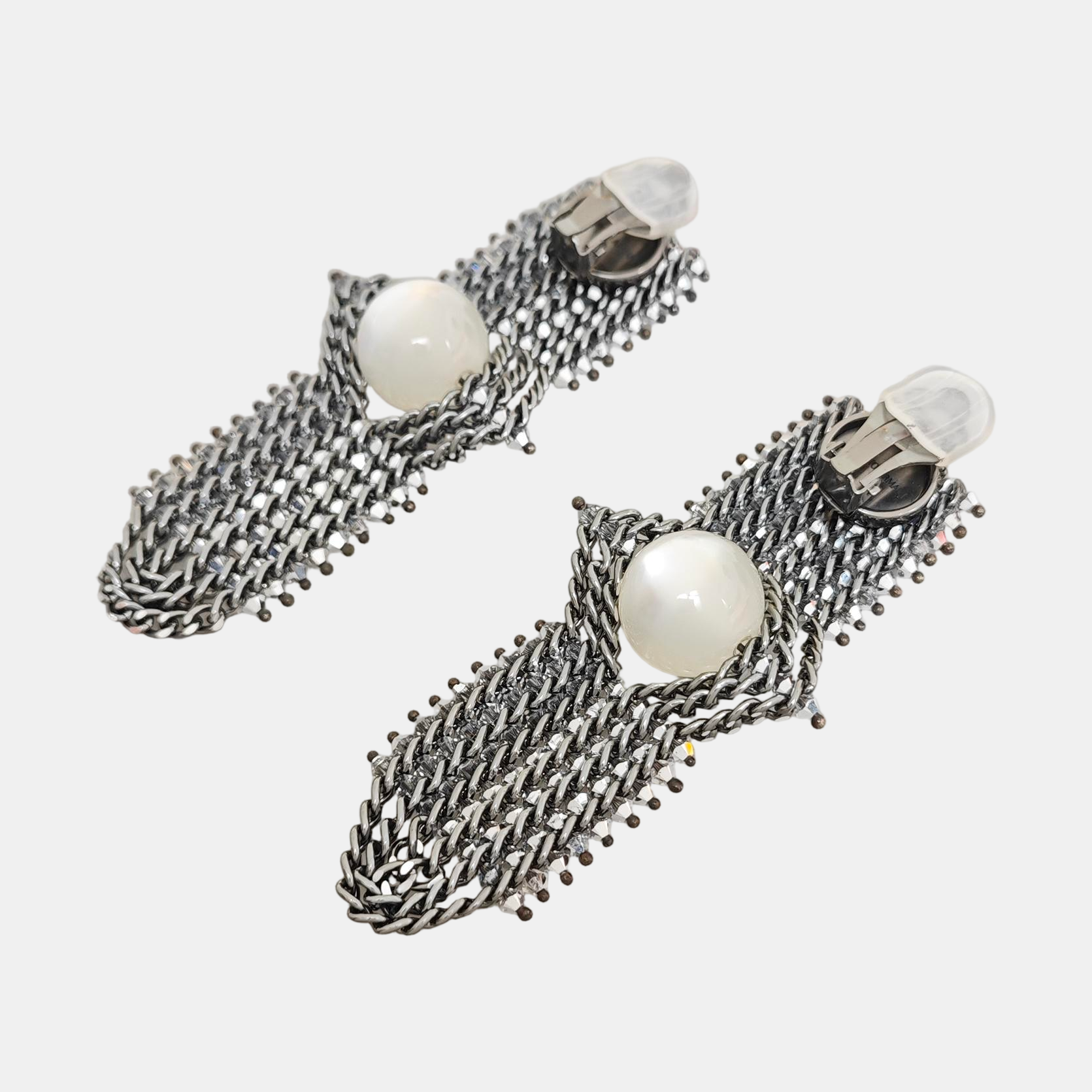 Metal Gray Clip On Earrings