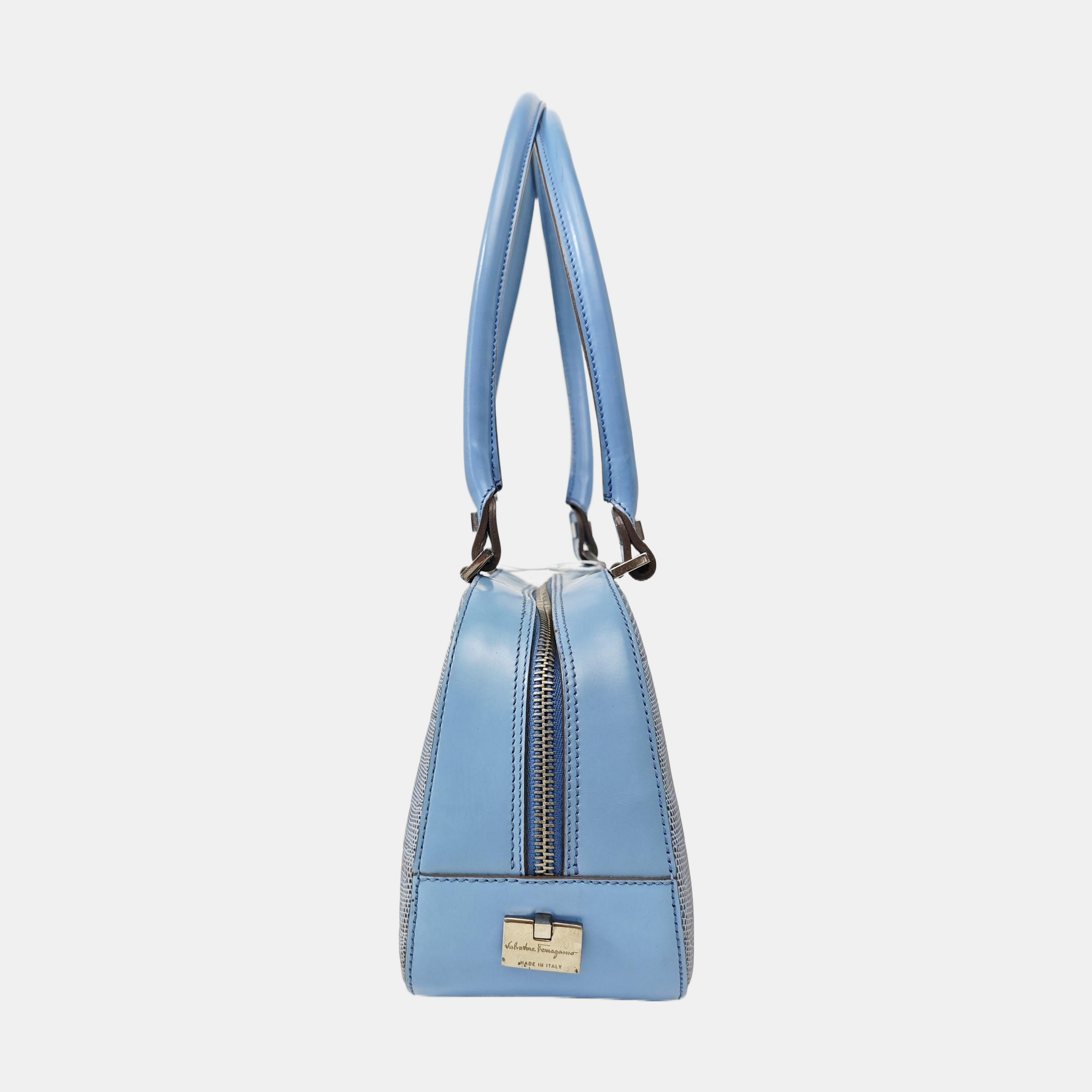Calfskin Top Handle Bag Blue