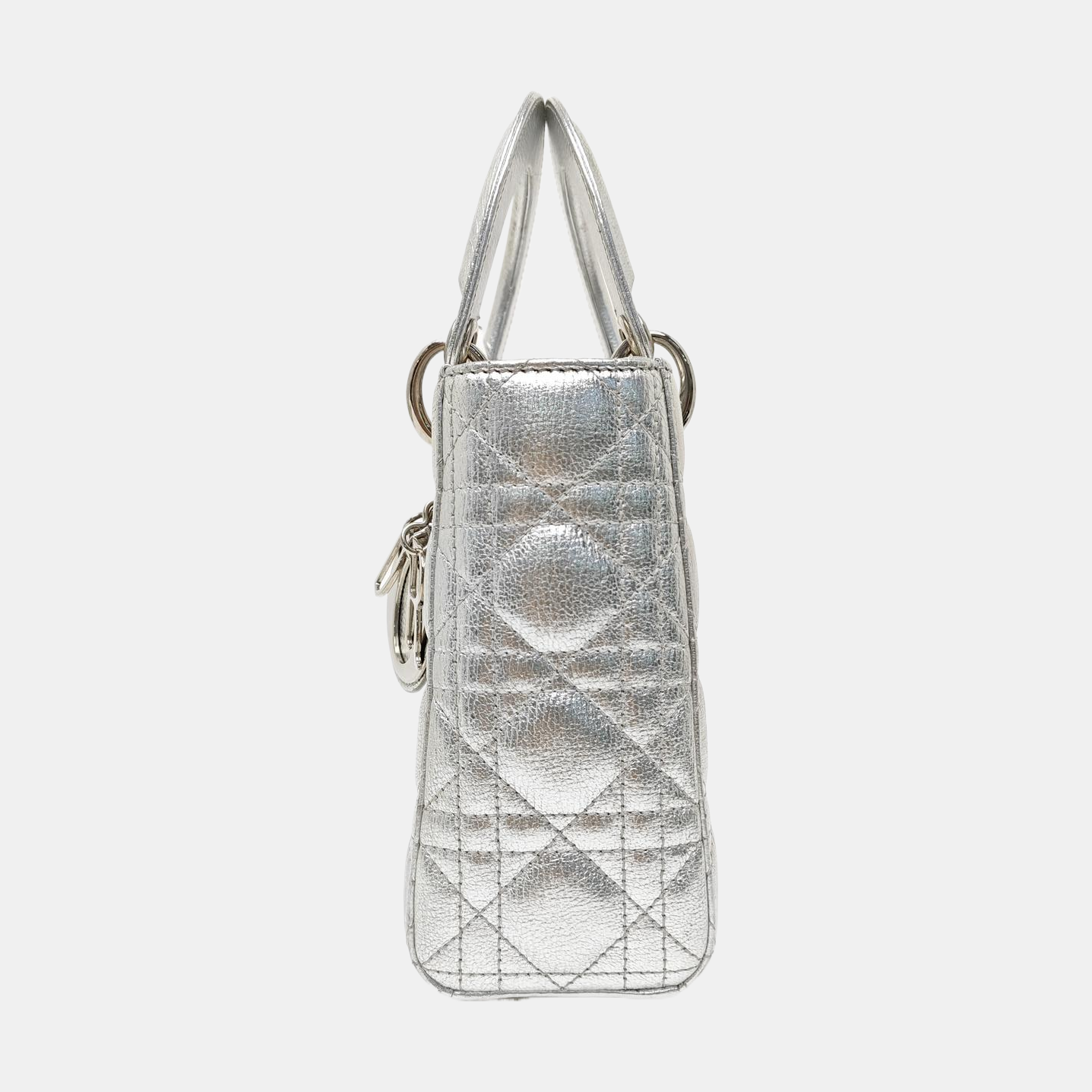 Lady Dior Small Cannage Calfskin Silver