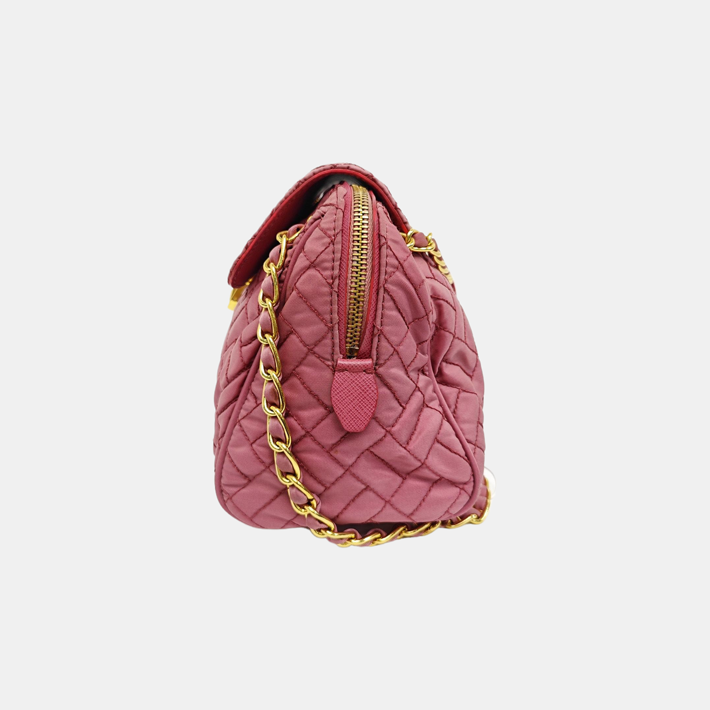 Quilted Nylon Shoulder Bag Pink