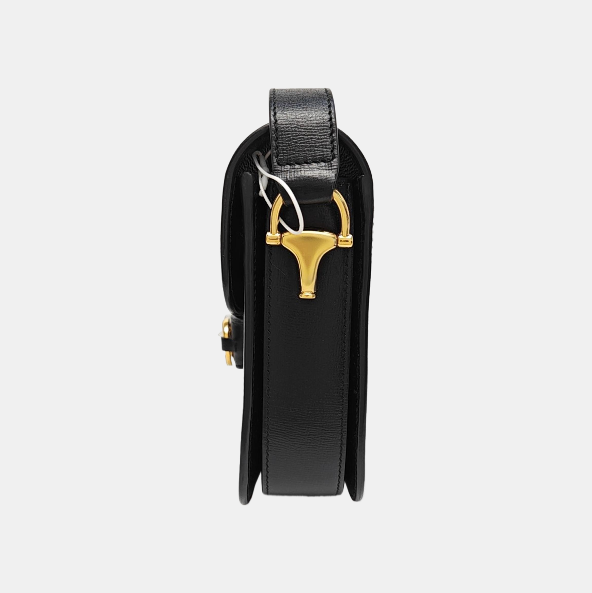 Authenticated pre-owned  Horsebit 1955 Medium Calfskin Black - Shoulder Bag at Looply