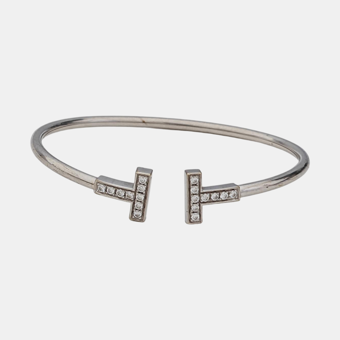 Tiffany T 18k White Gold Silver Bangle