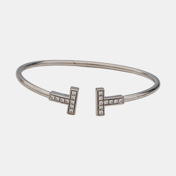 Tiffany T 18k White Gold Silver Bangle
