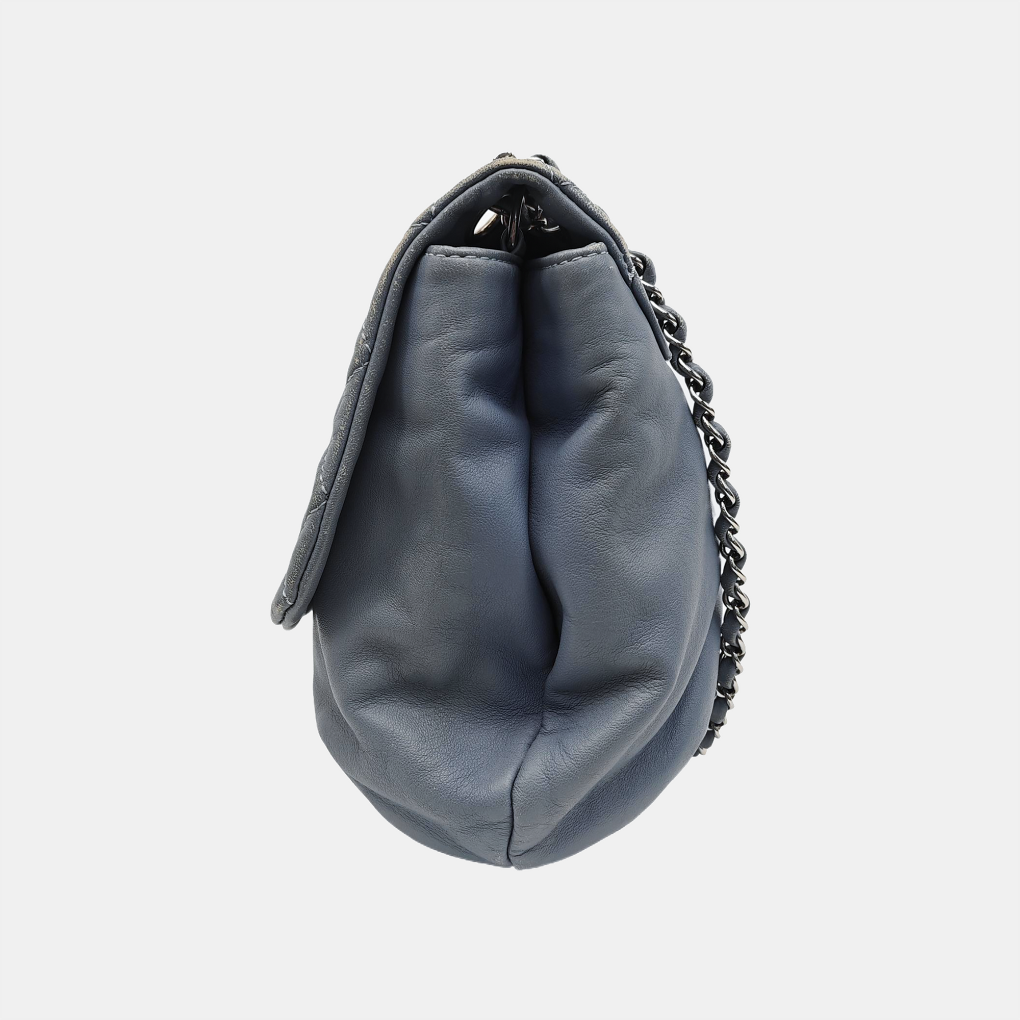 Quilted Calfskin Shoulder Bag Blue