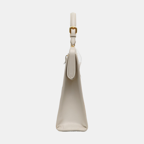 Saffiano Calfskin Top Handle Bag White