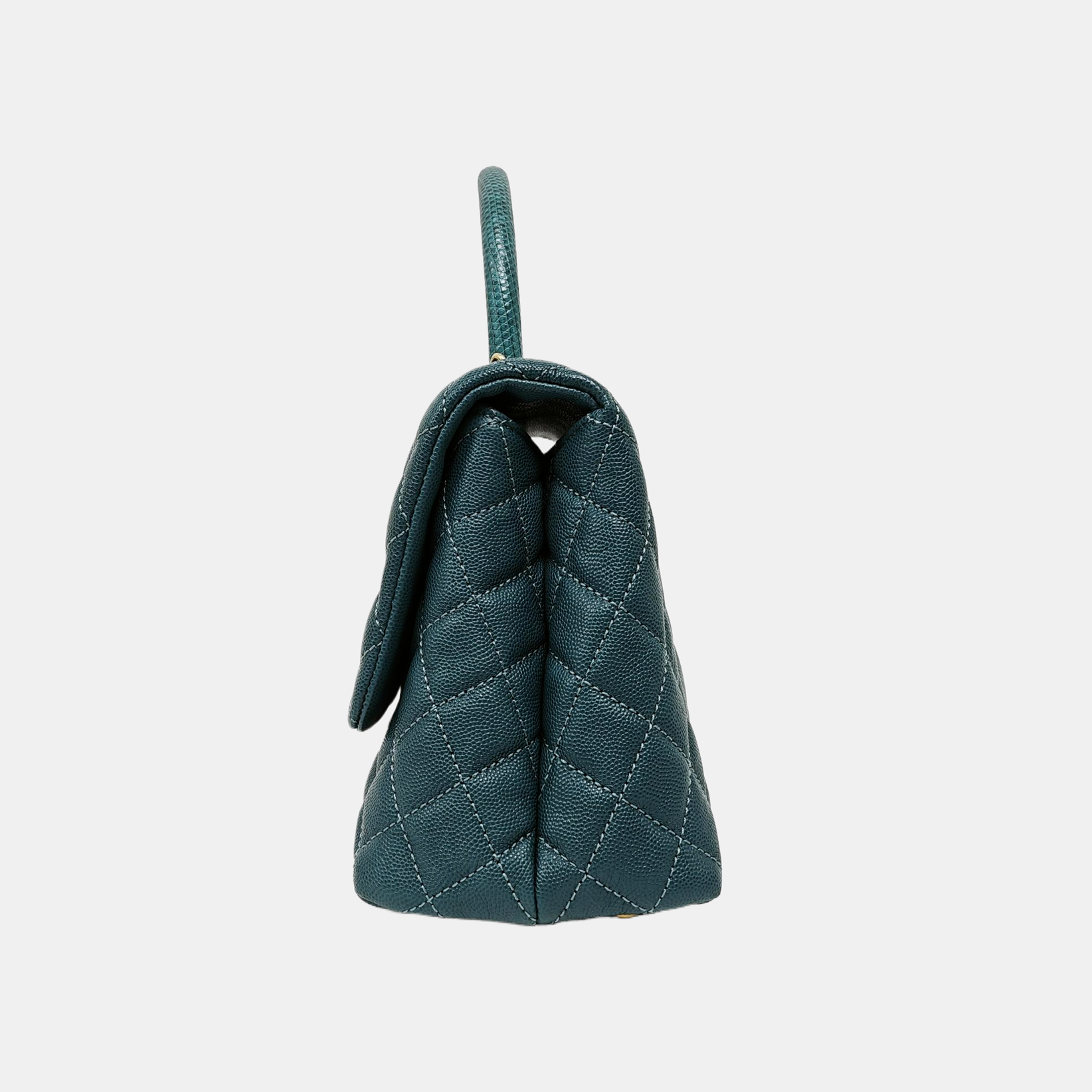 COCO HANDLE Medium Quilted Grained Calfskin Green