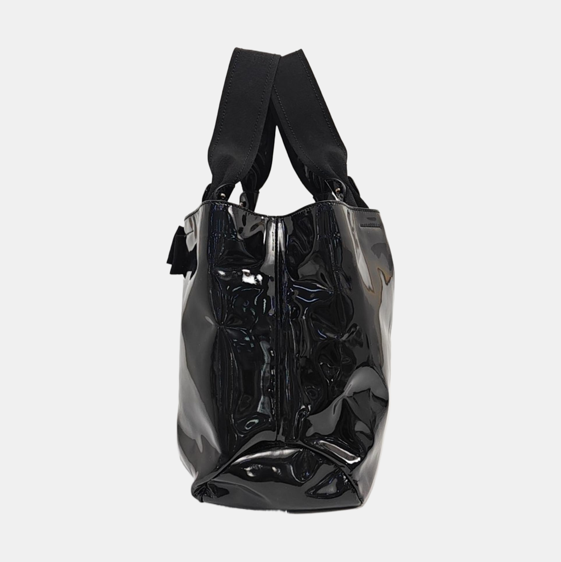 Patent Leather Tote Bag Black