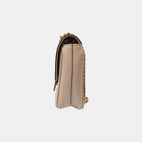 Saffiano Calfskin Shoulder Bag Brown