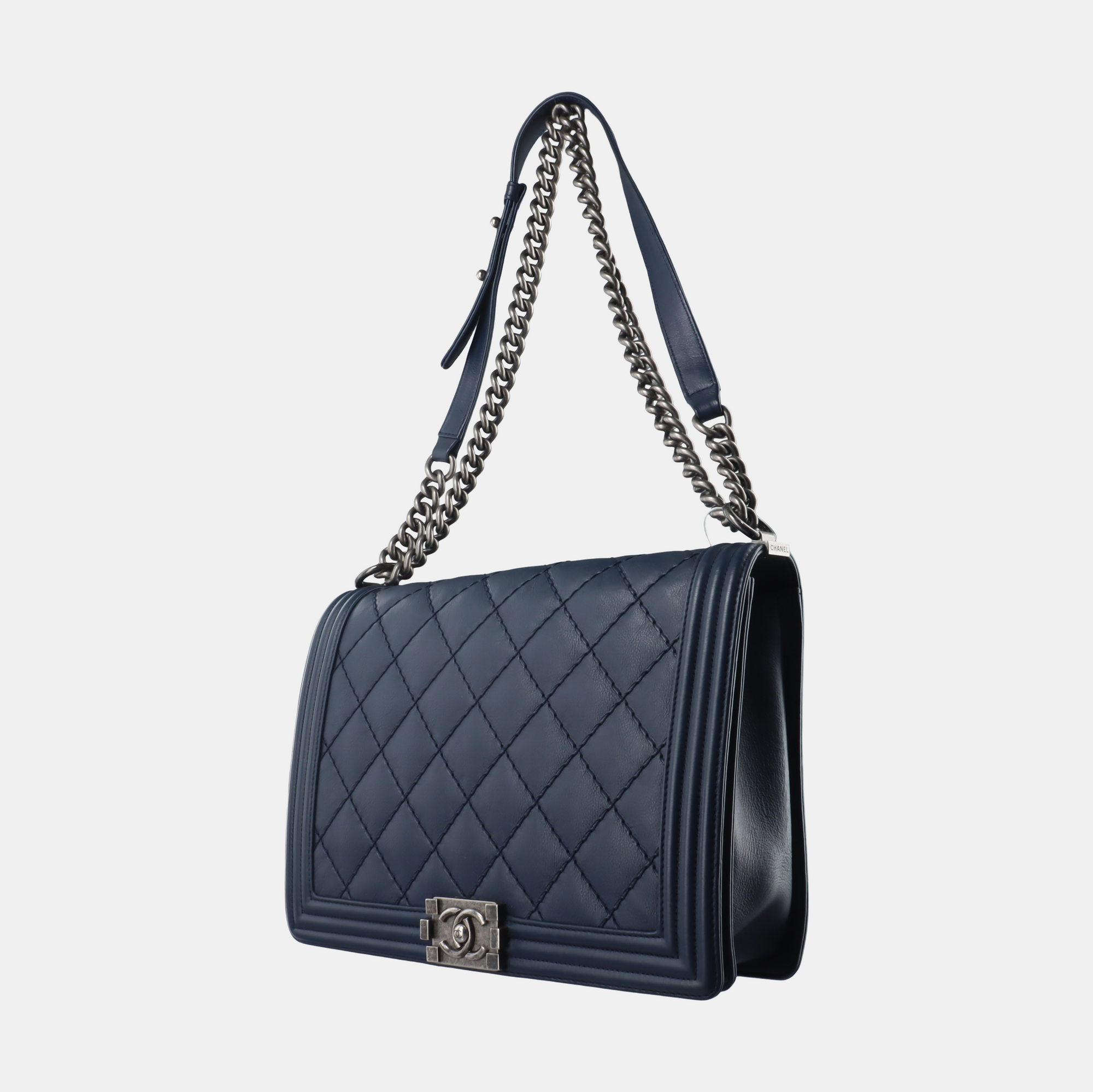 Authenticated pre-owned  BOY CHANEL Maxi Quilted Calfskin Blue - Crossbody Bag at Looply